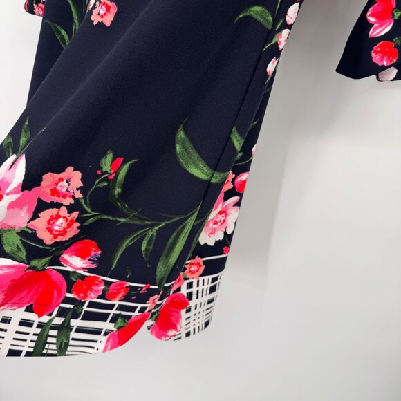 Vince Camuto Navy Floral Bell Sleeve Shift Dress Size 8  Womens knit - Picture 8 of 13